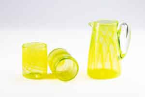 Hand made glass Yellow Pitcher