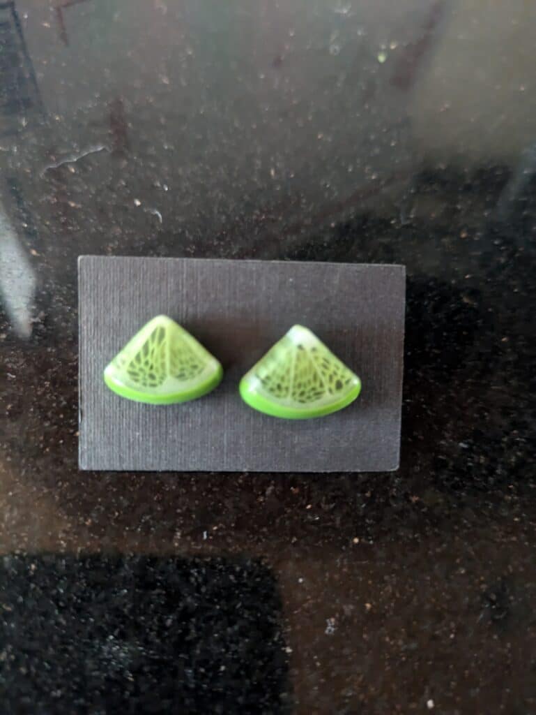 Lime stud earrings